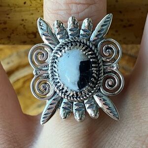 White Buffalo Turquoise Sterling Silver Ring Size 7